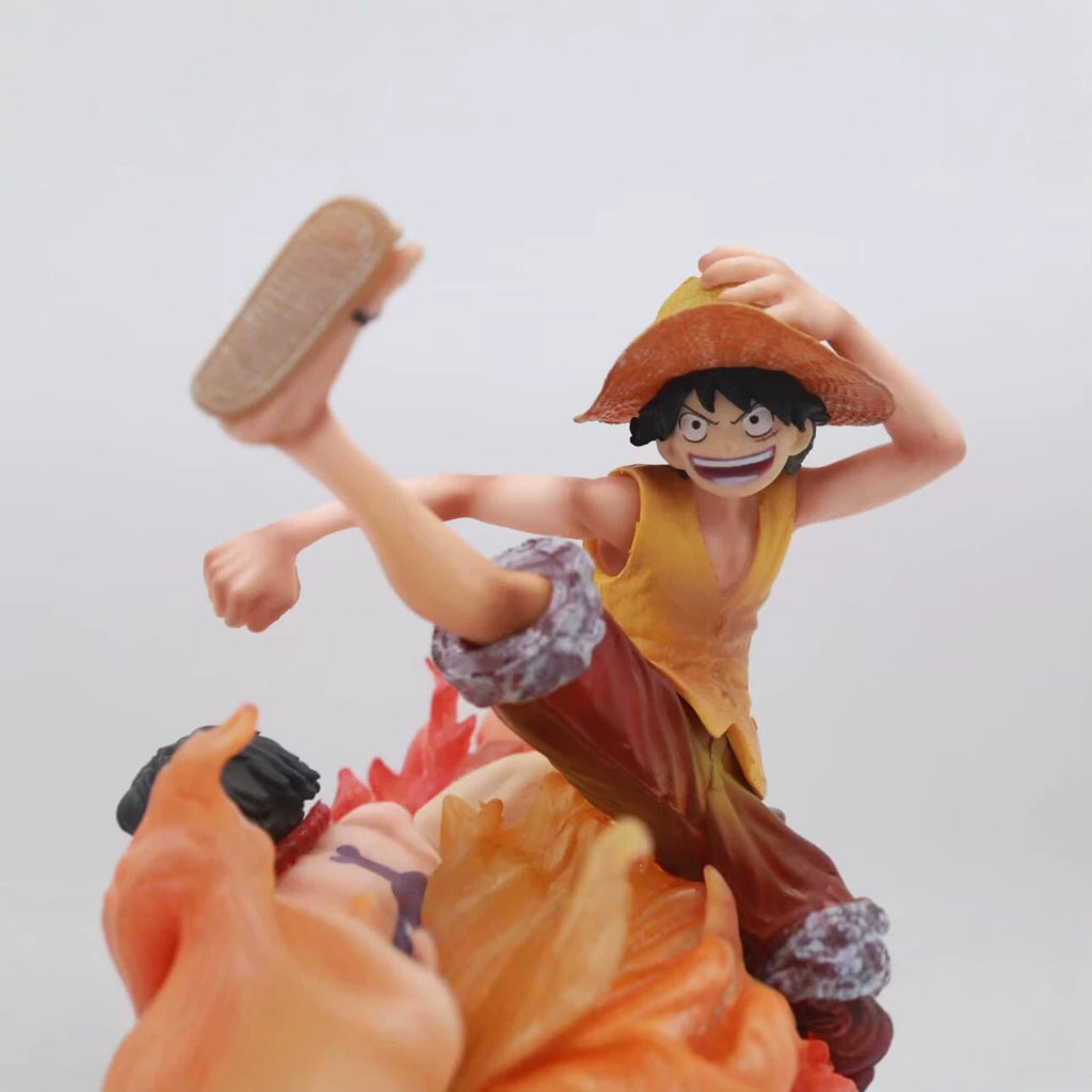 One Piece Monkey D Luffy Portgas D Ace fire effect collectible statue
