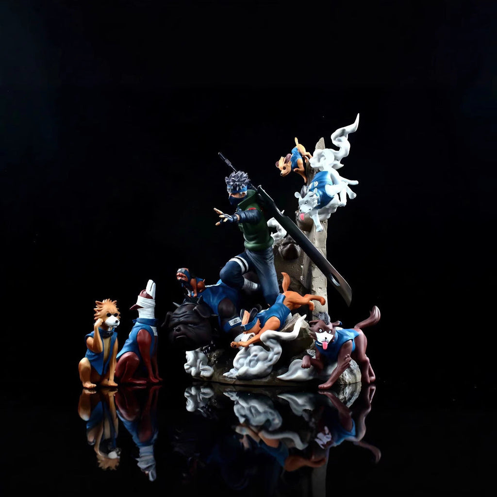Naruto Kakashi Hatake with eight ninja dogs GK statue