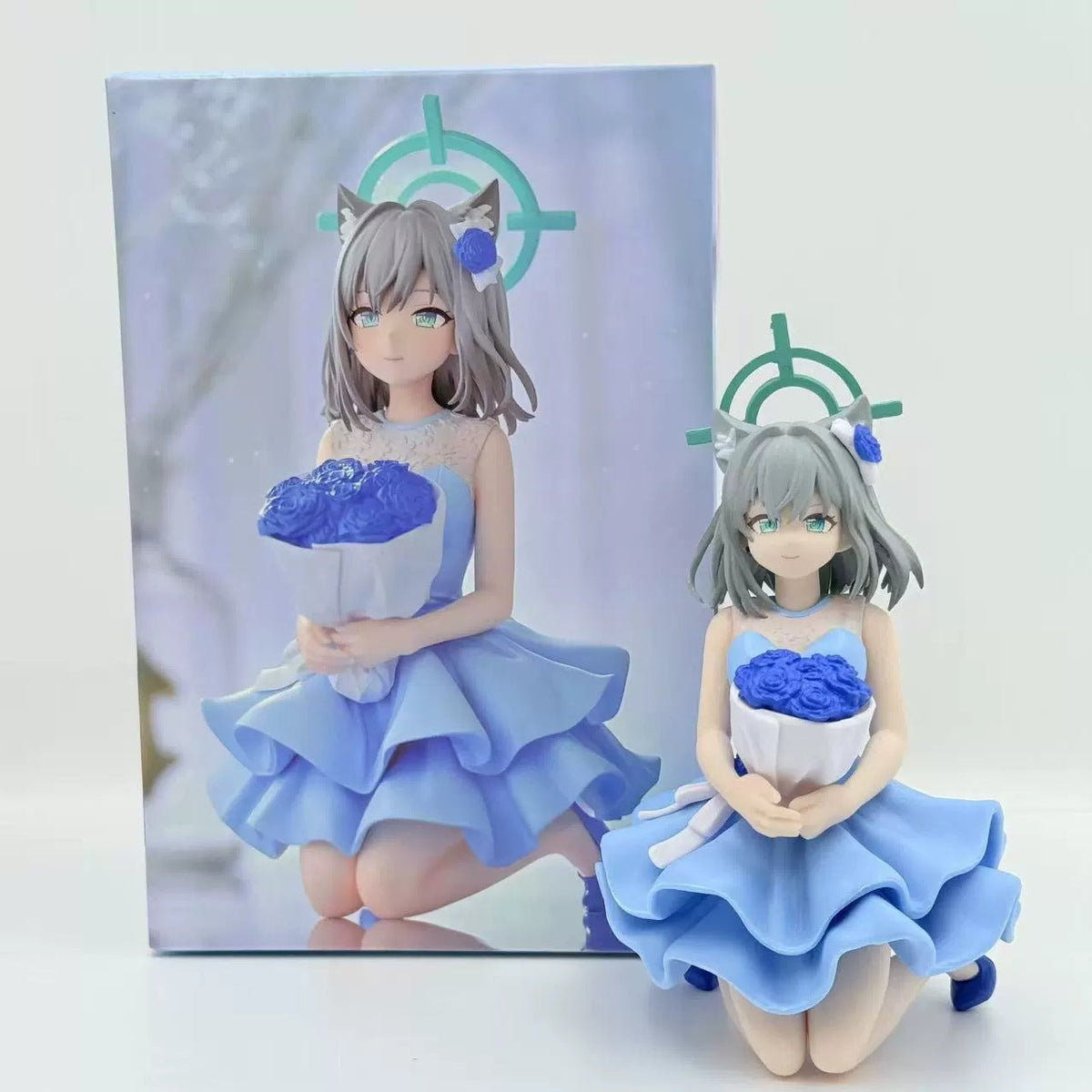 Blue Archive Hoshino Shiroko bouquet dress figure set