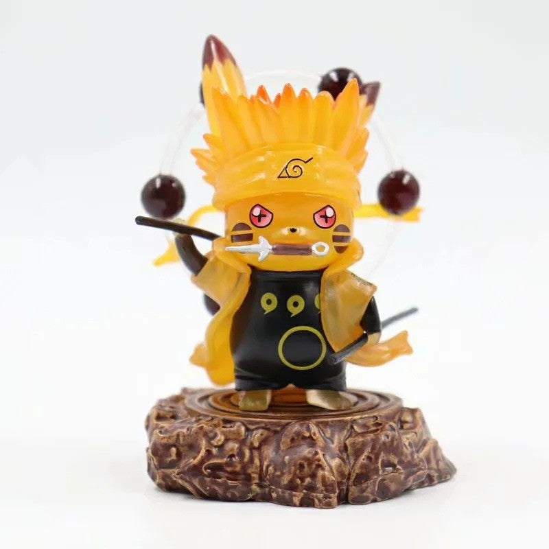 Pokemon × Naruto Crossover Pikachu Cos Obito / Madara / Naruto Six Paths GK Statue